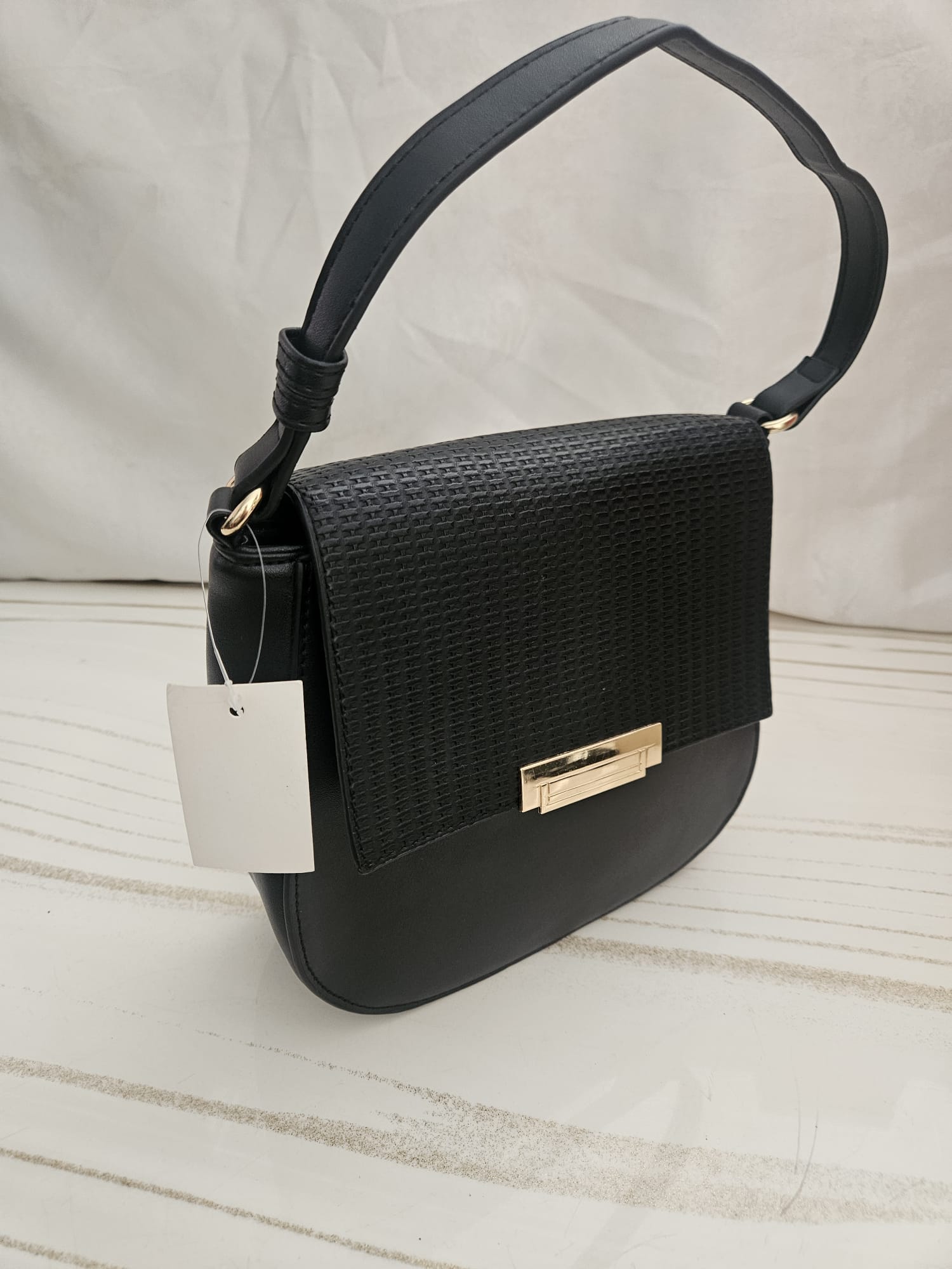 Black woven accent shoulder